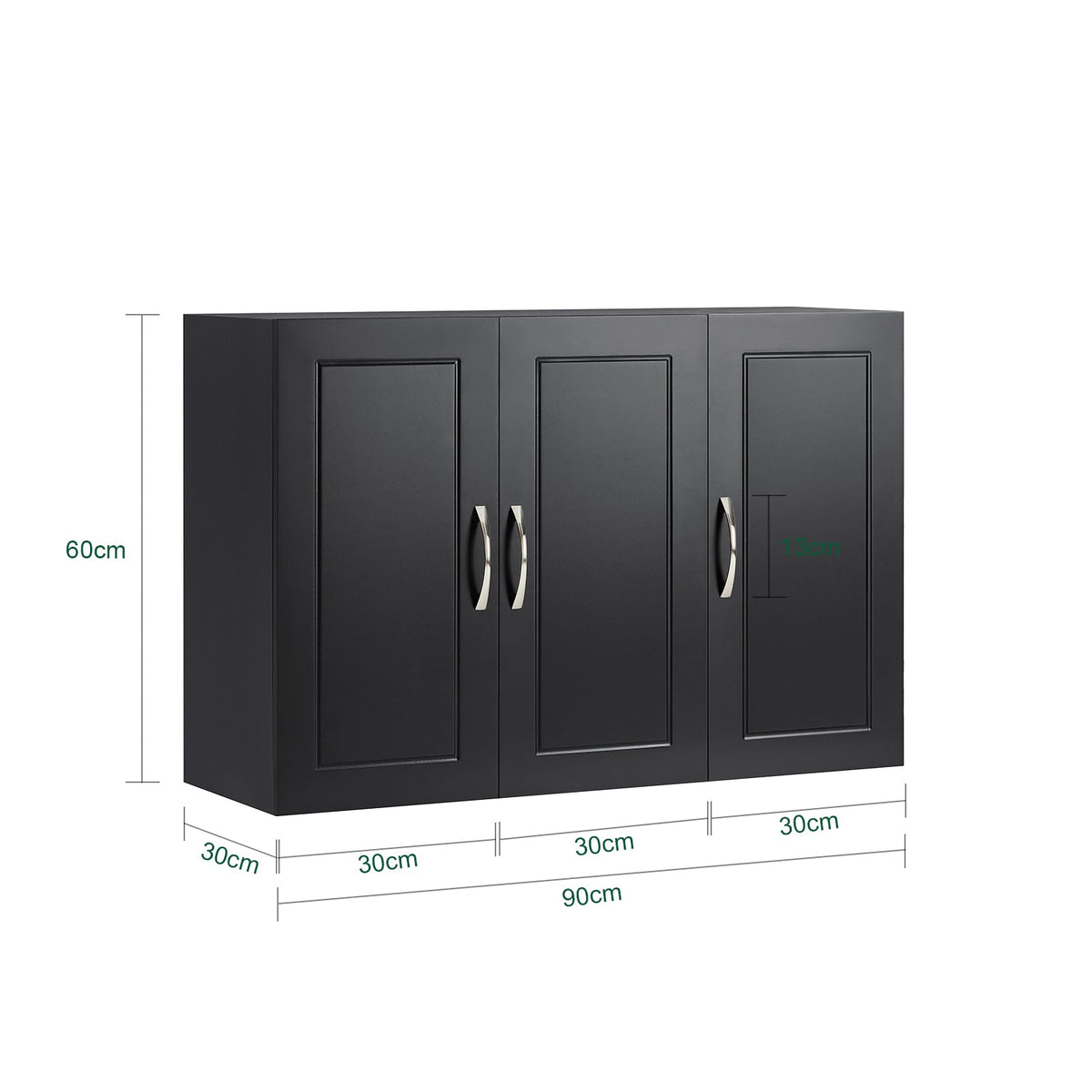 SoBuy Armoire suspendue Armoire de salle de bain noire - 90x60x30 cm - FRG231-L-SCH - Armoire murale avec deux portes et étagères réglables