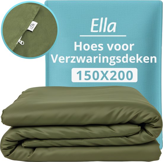 Housse pour la couverture d'aggravation d'Ella 150 x 200 CM - 7 KG & 9 KG - Housse en 100% coton biologique - Vert olive