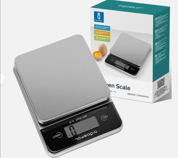 Balance de cuisine numérique Aigostar - Gris - Acier inoxydable - 5 kg/1 g, écran LCD