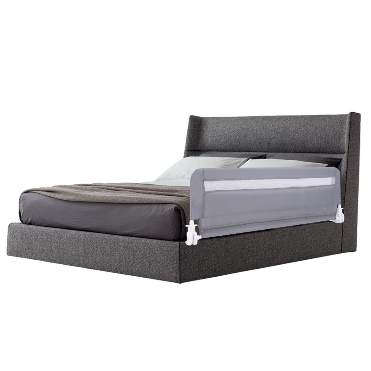 Barrière de lit Coast pour tout-petits - modèle pliable - housse amovible et lavable - gris - 120 cm