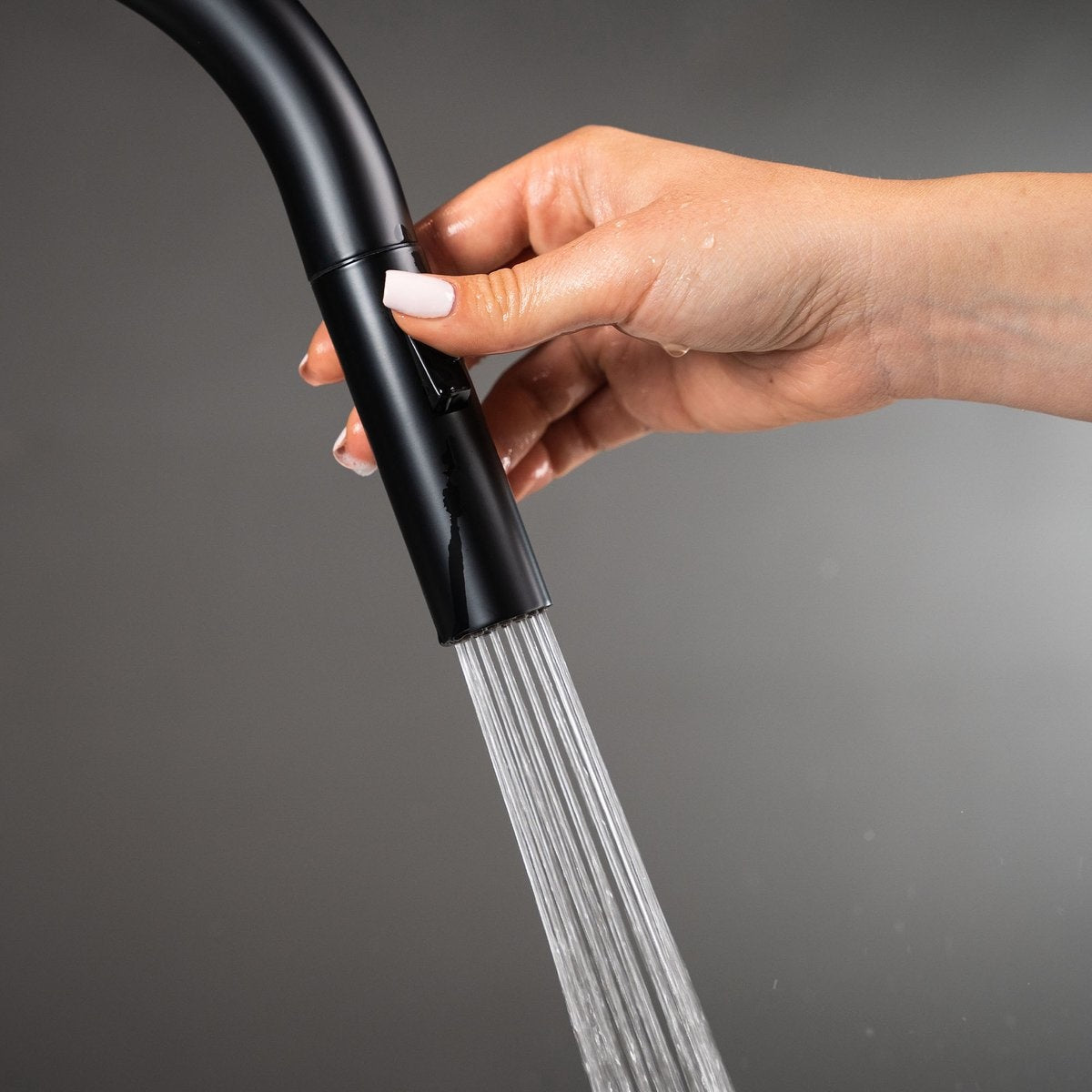 Mizzo Trigo Robinet de cuisine avec douchette extractible - Mélangeur haut 44 cm - Mat - Noir