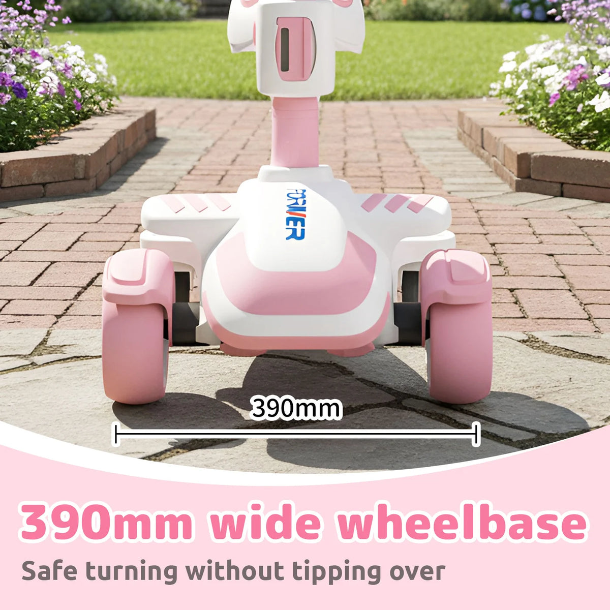 Trottinette pour enfants Neuleb à 4 roues - Siège pivotant - Réglable - Rose - De 3 à 8 ans
