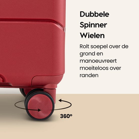 SKYCASES Urban Adventurer - Valise de voyage moyenne - Verrouillage par numéro - 44x27x66cm - 78L - Valise de voyage avec verrouillage de valise - Roues pivotantes - Rouge V2
