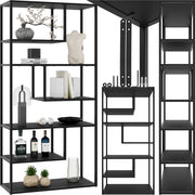 tectake® Armoire murale Venda - 85 x 35 x 188 cm - aspect industriel - cadre en acier - armoire avec protection contre le basculement - bibliothèque avec 6 compartiments asymétriques - armoire de rangement moderne pour le salon, la cuisine ou la chambre à