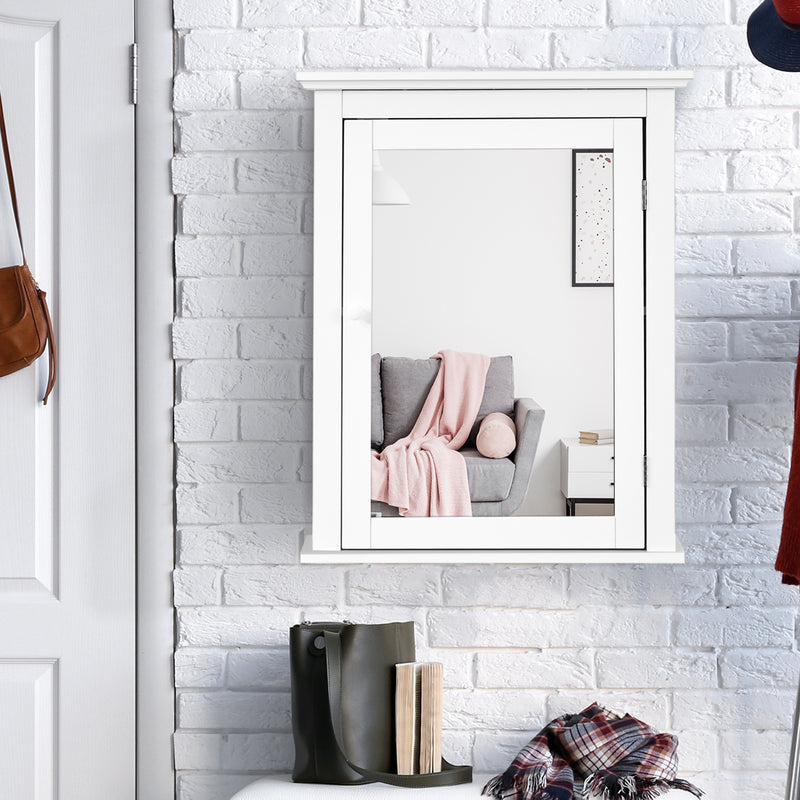 Costway - Salle de bain - Armoire de toilette - Bois -Blanc - 56 x 15 x 69,5 cm