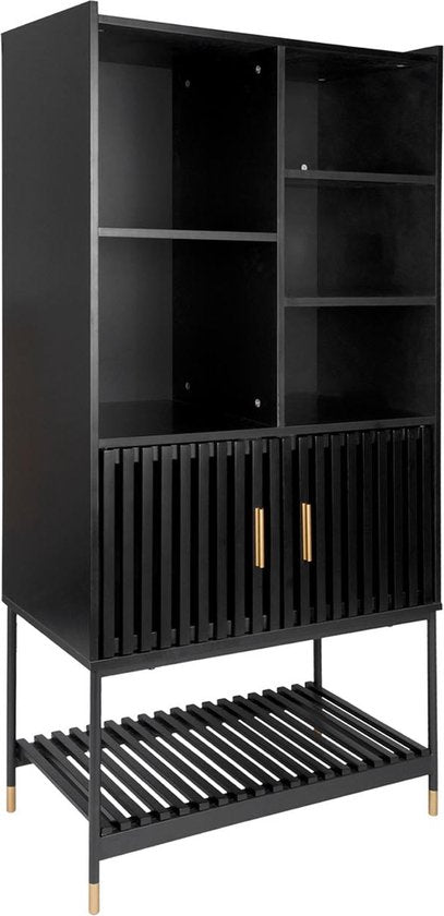 Armoire Leitmotiv Marve - Noir - 40 x 75 x 150 cm - Style moderne, scandinave