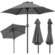 Parasol Yaheetech Ø 226 cm – Gris – 226 x 226 x 240 cm – Avec système de balancement et fonction d'inclinaison