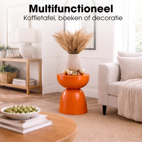 Mica Decorations Elliot Table basse - Table de chevet pour chambre ou salon - Table d'appoint en fer pour fleurs, plantes et décoration - H45 x Ø32 cm - Orange