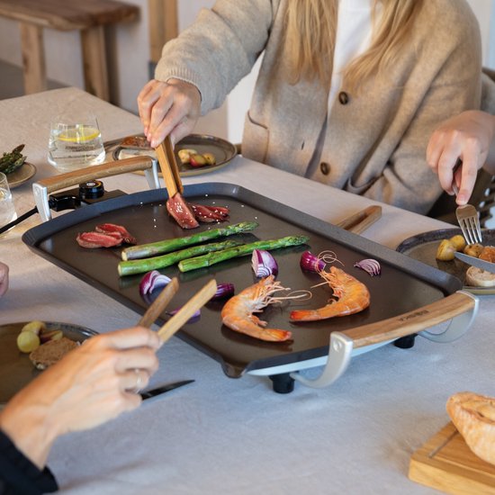 Boska Electric Grill Plate Pro - 35x56 cm Poignées en chêne - Plaque Teppanyaki