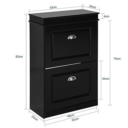Armoire à chaussures, SoBuy, 2 volets, 68 x 32 x 45 cm, Noir