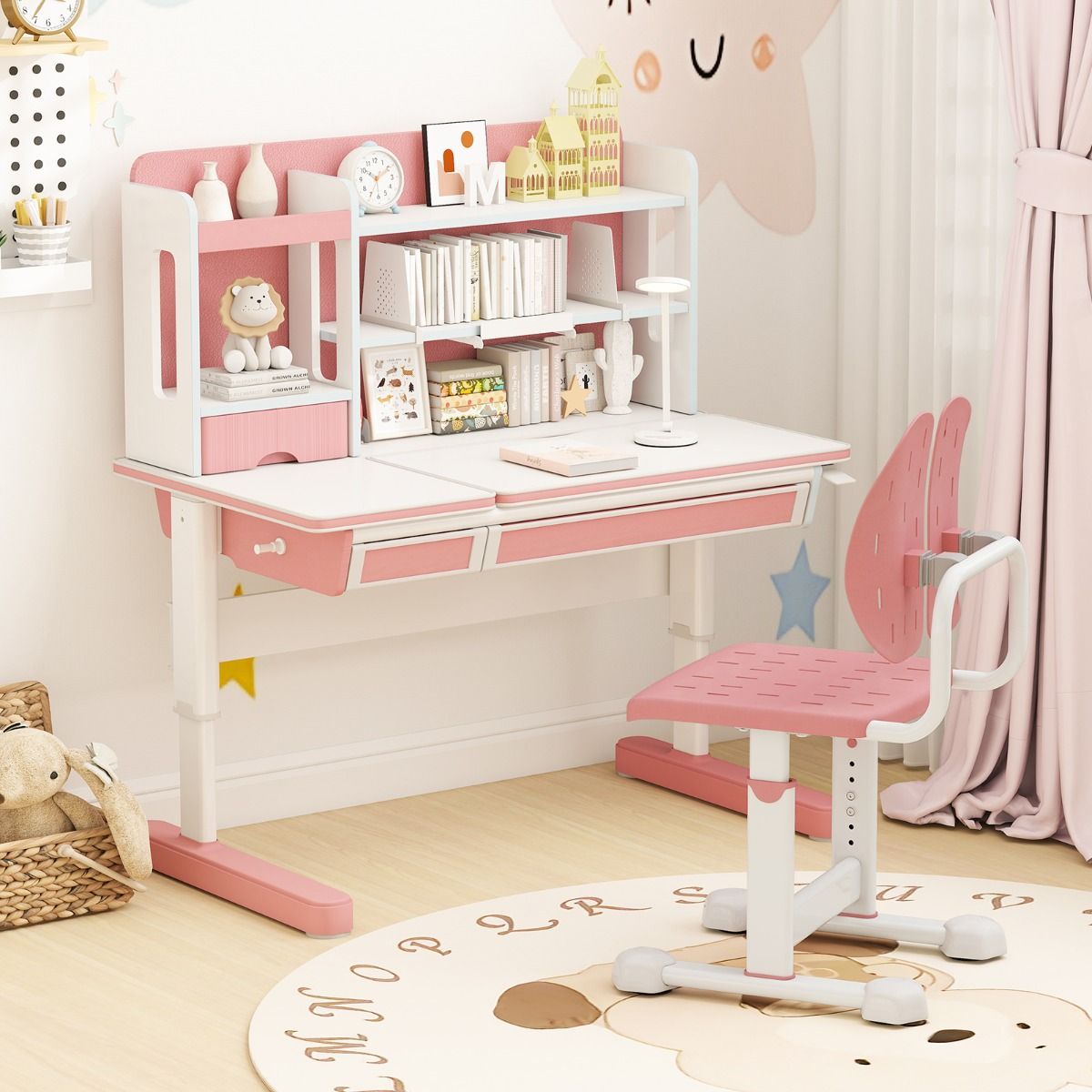 Chaise haute réglable Coast - Double dossier - Ergonomique - Rose