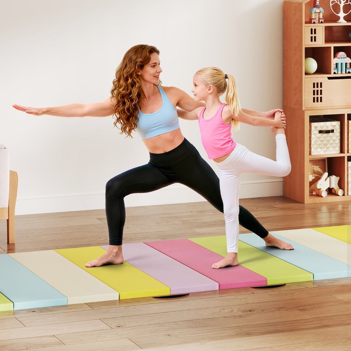 Tapis de gymnastique pliable Coast - En trois parties - Portable et léger - Multicolore 180 x 120 x 4 cm