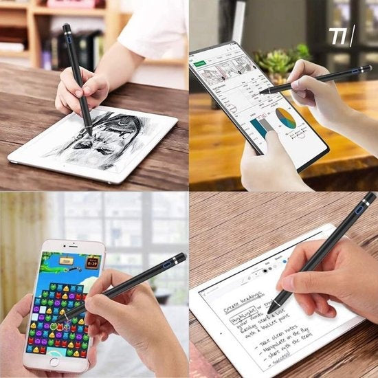 Stylet - Tikkens - 2 en - Stylo tablette - Stylet pour tablette, téléphones - Compatible Apple et Android - Noir