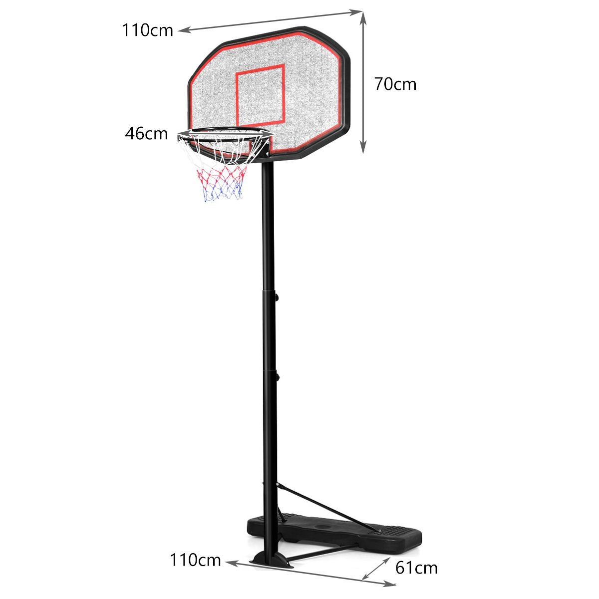 Coast Basketball Pole - anneau de basket avec support - hauteur 220-305 cm - noir