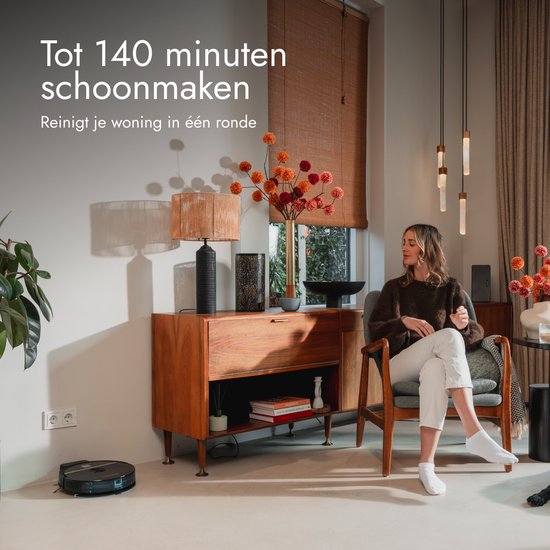 Aspirateur robot Bloomfold Sweep avec fonction de lavage – Aspirateur robot intelligent, 3 500 Pa, 130 min, application et Google Home – Ultra-fin (7,3 cm) – Adapté aux poils d'animaux
