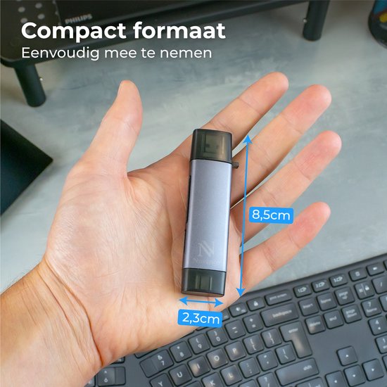 Nuvance - Lecteur de carte SD - Clé USB - Lecteur de carte SD USB C - Lecteur de carte - Micro USB - Lecteur de carte mémoire - Adaptateur Micro SD - Lecteur de carte SD - Lecteur de carte Micro SD - USB 3.0 - Convient à tous les Smartphones et Ordinateur