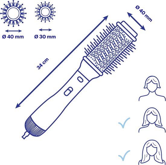 Salon 24 Multistyler 5-en-1 & Hairwrap – Sèche-cheveux, brosse volumatrice et 2 embouts à boucles