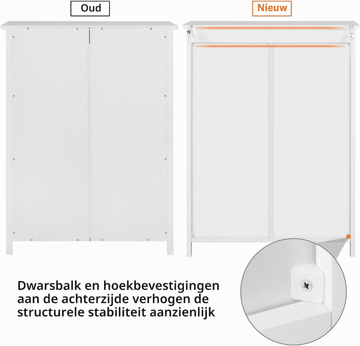 Armoire de salle de bains Yaheetech à 2 portes et étagères réglables - 60 x 30 x 80,5 cm - Blanc