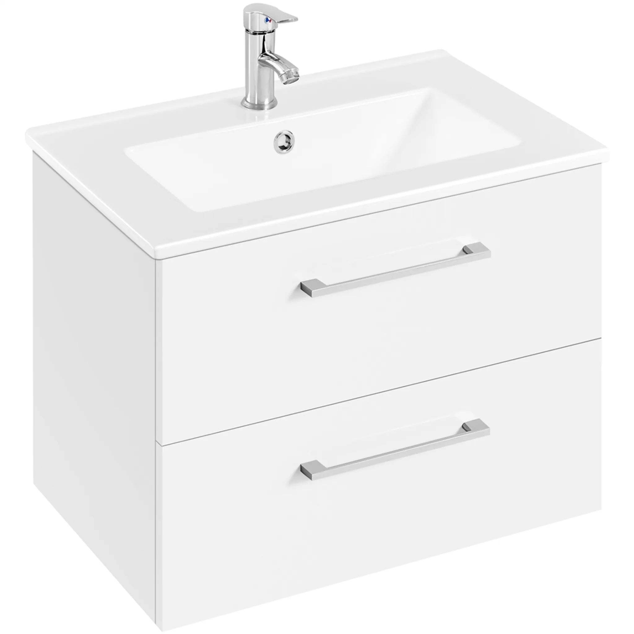 Meuble sous-lavabo suspendu Yaheetech avec lavabo en céramique - 2 pièces - 61 x 39,5 x 45,5 cm - Blanc