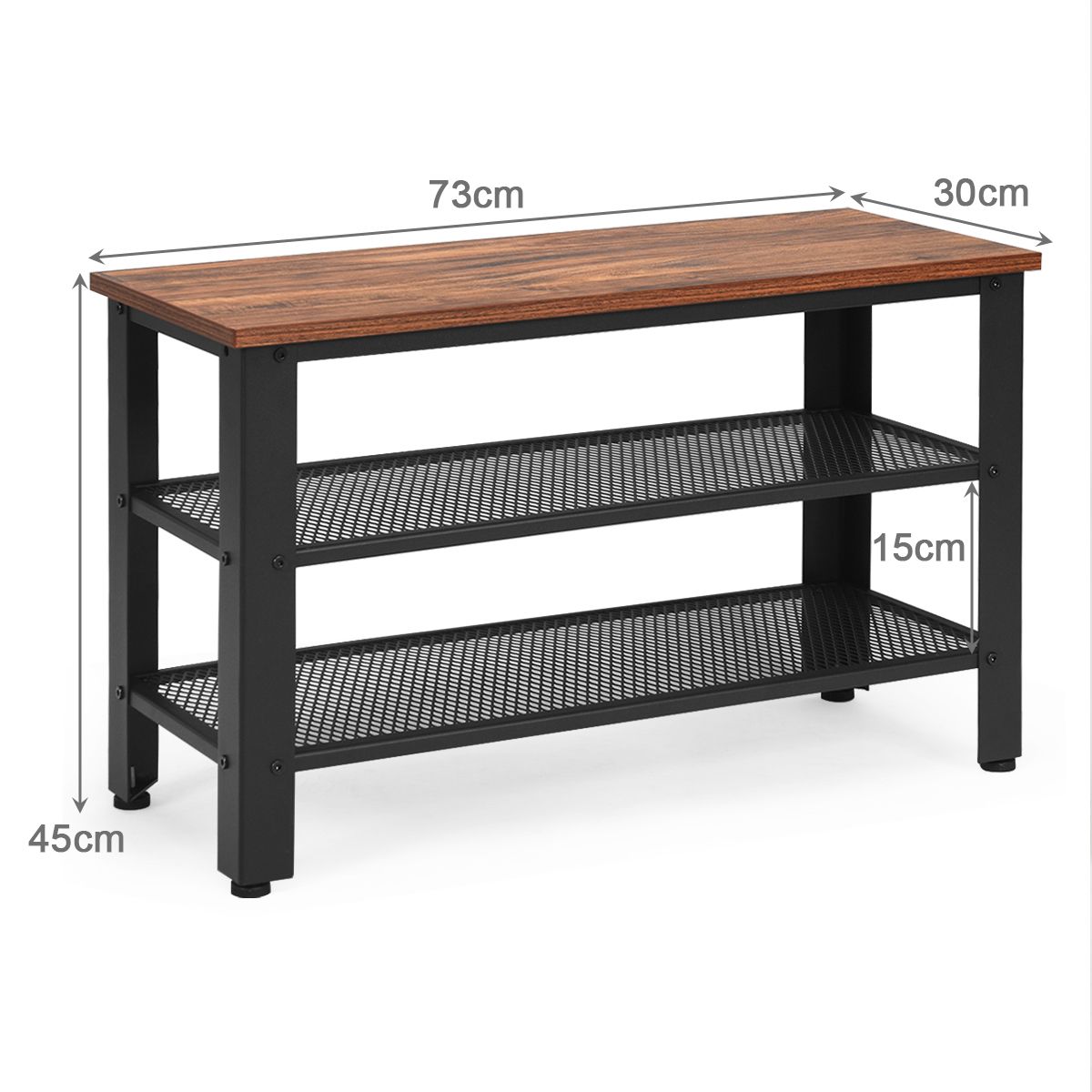 Coast Banc à chaussures avec étagère à chaussures - 2 niveaux de rangement - assise - noir - 73 x 30 x 45 cm