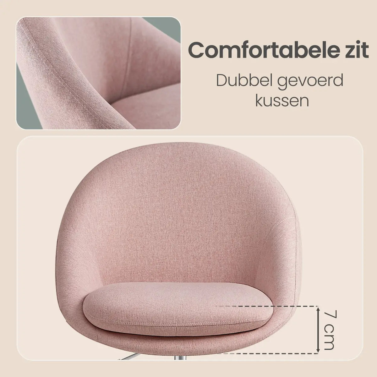 Chaise de bureau pivotante JOYFURNOS - Réglable en hauteur - Rose
