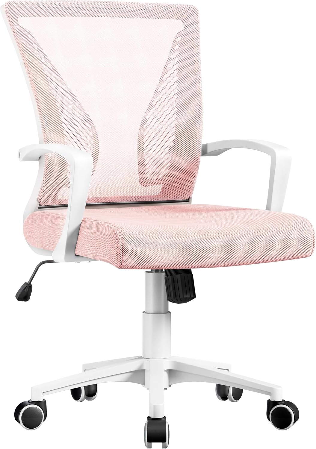 Chaise de bureau ergonomique Yaheetech avec dossier en maille - rose