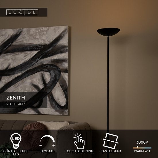 Lucide ZENITH - Lampadaire - LED à intensité variable - 1x20 W 3000 K - Noir