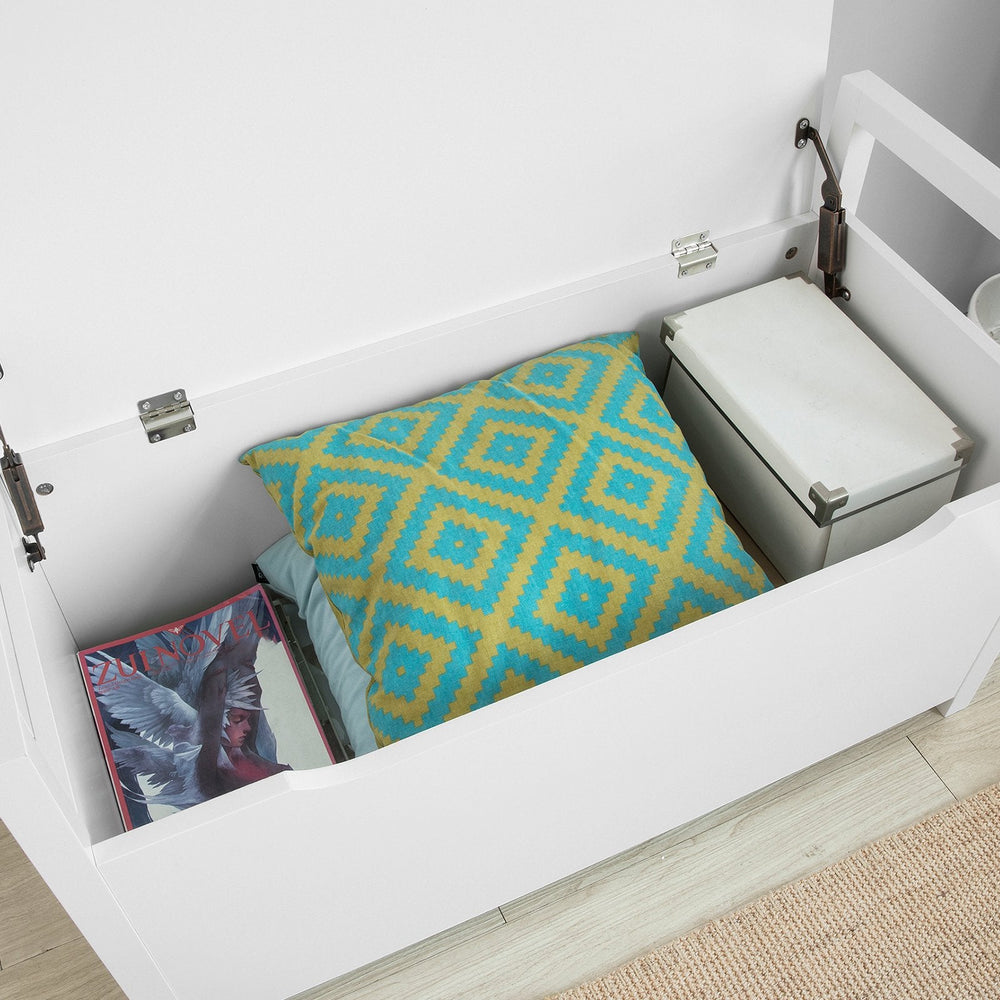 SoBuy FSR76-W Banc coffre avec rangement - Banc à chaussures avec coussin d'assise