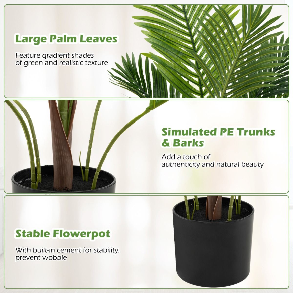 Ensemble de palmiers Areca artificiels Coast - 2 pièces - aspect réaliste - sans entretien - vert - 90 cm