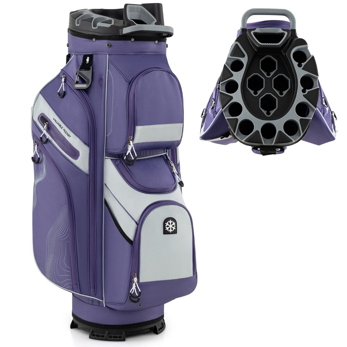 Sac de golf Coast - 14 compartiments - 11 poches de rangement - Violet