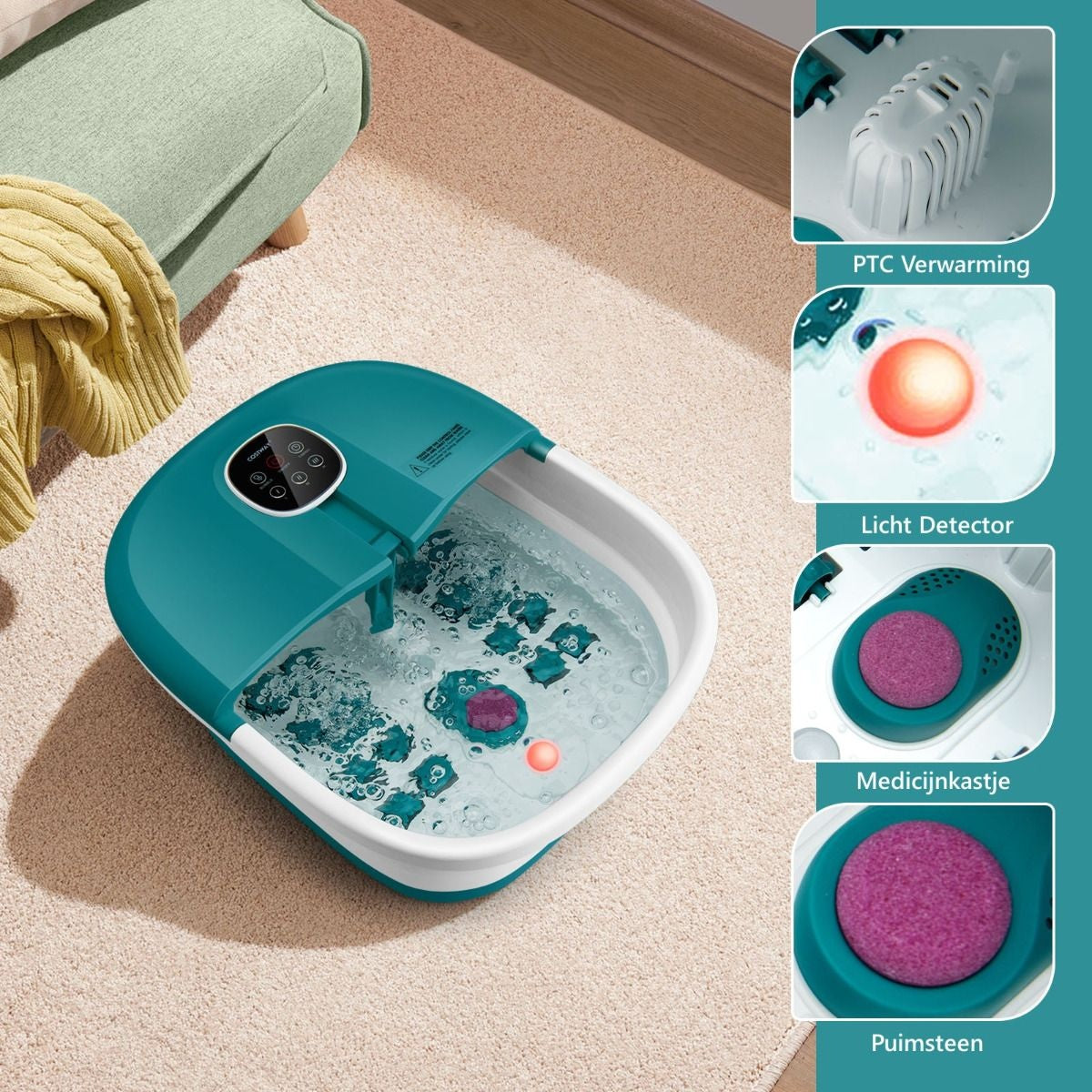Coast foot bath massage -appareil de massage des pieds avec commande externe pliable 33.5 x 41 x 20.5 cm turquoise