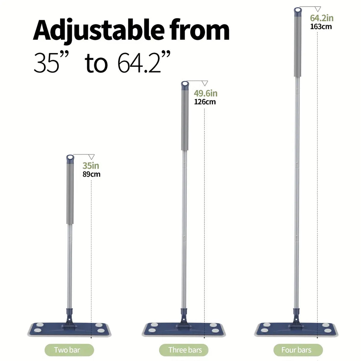 Serpillière en microfibre emmama - lot de 4 - manche de 155 cm - 2 tampons lavables