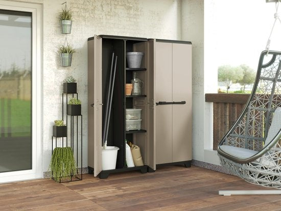 Keter Planet High Cupboard Multipurpose - 3 étagères - 68x39x173cm - Gris/Noir - Plastique recyclé