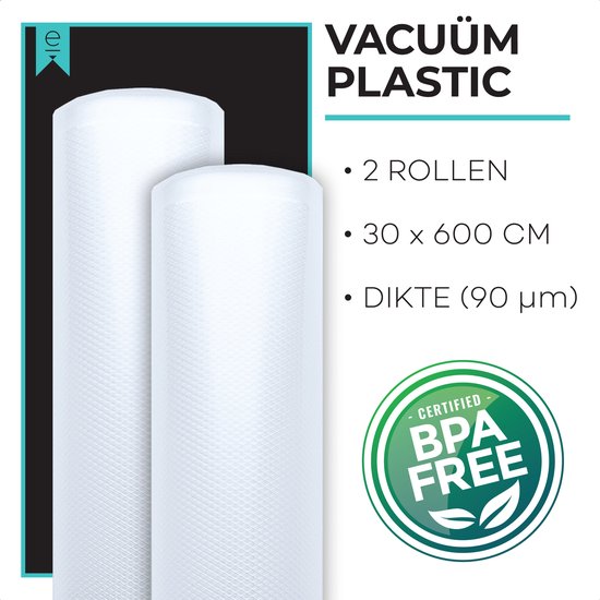 Rouleaux de mise sous vide - Sacs de mise sous vide alimentaires - Sacs de mise sous vide - Sacs de mise sous vide - Gaufré - Sans BPA - 30x600 cm - 2 pièces