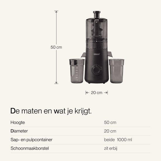 Safecourt Kitchen Slow Juicer XXL - moteur puissant [pré-coupe et technologie de pressage à froid] - nettoyage facile - sans BPA - centrifugeuse à jus noire