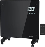 Radiateur électrique Auronic - avec thermostat et télécommande - à panneaux en verre - Radiateur 1000 W - Noir
