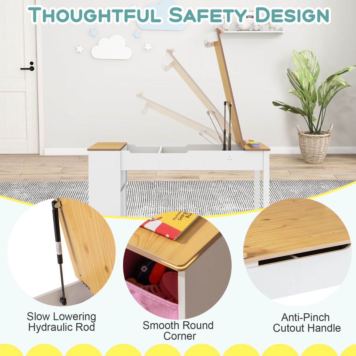 Table d'art et ensemble de chevalets pour enfants Coast - conception multifonctionnelle 2-en-1 - avec 2 chaises - blanc et naturel