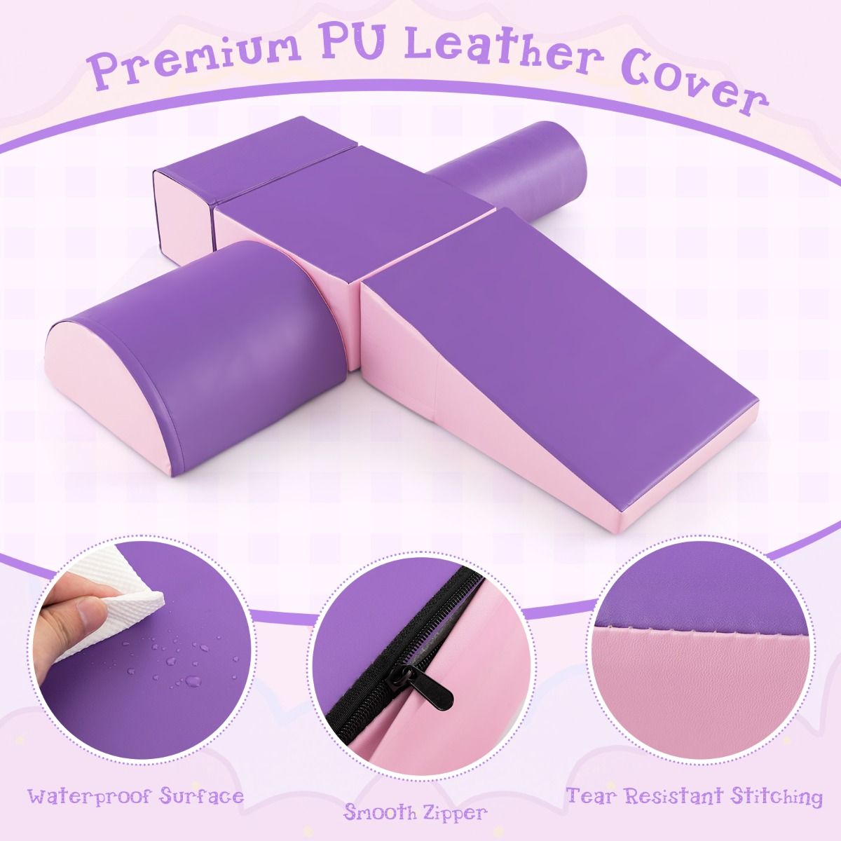 Coast 5-Piece Climbing Set for Kids - Soft Foam Blocks - Purple (en anglais)