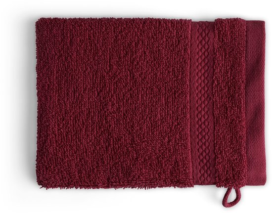 Gants de toilette DoubleDry Hotel 16 x 21 cm – Lot de 6 – 100 % coton 500 g/m² – Doux et absorbants – Rouge bordeaux