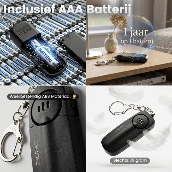 ProTrue® Alarme personnelle d'autodéfense en porte-clés - Alarme de poche de 130 dB avec bouton d'alarme pour femmes, enfants et personnes âgées - Alarme de sécurité pour seniors avec signal d'urgence