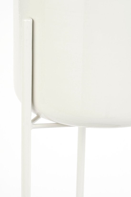 Mica Decorations Colyn Pot de fleurs sur pieds - Pot de fleurs - Pot de fleurs d'intérieur ou pot de plantes - Support pour plantes en fer - H60 x Ø19 cm - Blanc