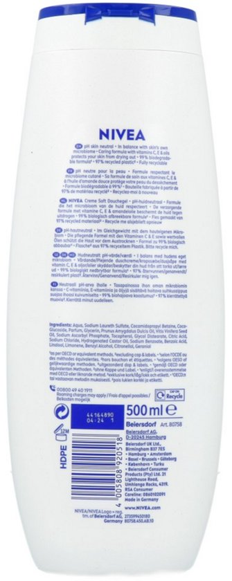 Crème de douche Nivea Soft 500 ml