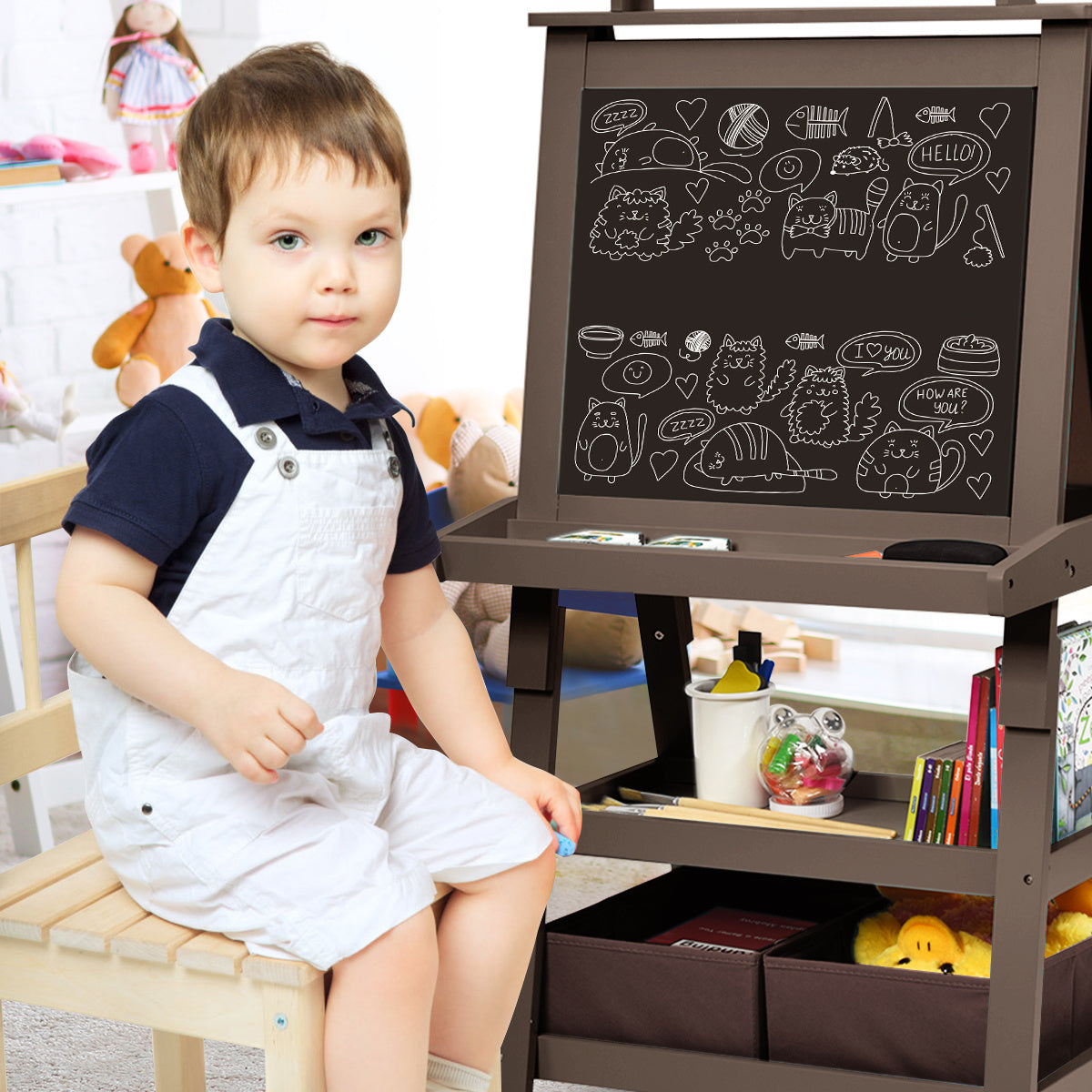 Coast 3 on 1 enfants plus facile table enfants tableau blanc double face -tableau debout incluant des aimants pour les tout-petits café café