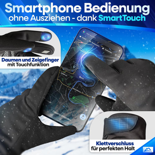 Gants de vélo d'hiver Nextcover ThermoShield 2.0 – Imperméables et coupe-vent – Compatibles avec les écrans tactiles – Noirs – Taille M