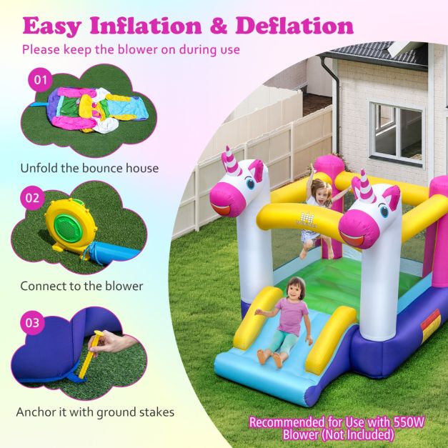 Château gonflable Coast Multicolore - Château gonflable 2-en-1 avec toboggan et partie sautante - 260 x 195 x 219 cm