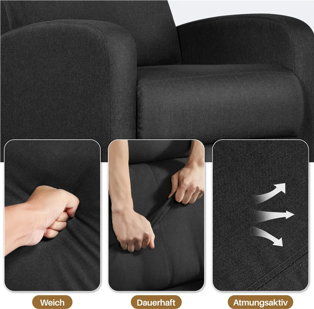 Fauteuil de détente Yaheetech – Noir – 87 x 61,5 x 99 cm – Fauteuil inclinable avec repose-pieds