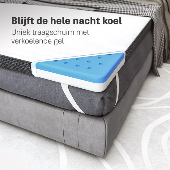 CozySense® - Surmatelas 140x200 - Surmatelas - Surmatelas - Surmatelas - Essai de 100 jours de sommeil - Mousse à mémoire de forme avec gel réfrigérant - Surmatelas - Certifié CertiPUR® - Fermeté moyenne - 8 CM d'épaisseur - Housse lavable incluse