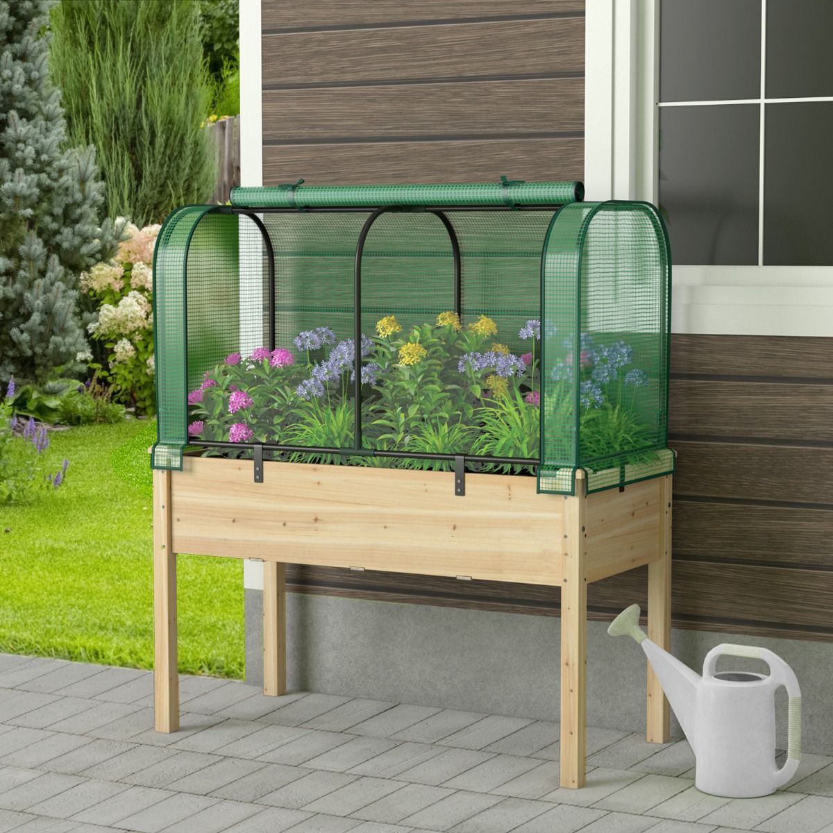 Mini-serre Coast - serre de jardin portable - porte à fermeture éclair enroulable - protection solaire en PE imperméable - blanc/vert 118 x 55 x 60 cm
