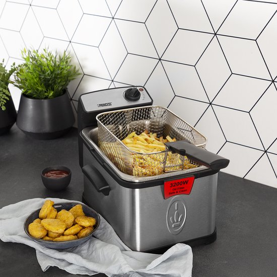 Friteuse Princess Superior - 3 litres - Zone froide et filtres - Puissance élevée de 3 200 watts - 183001