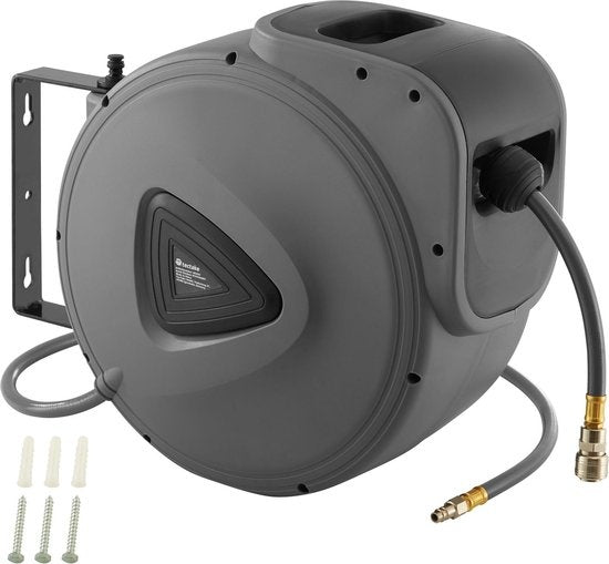 tectake Tuyau d'air comprimé avec enrouleur 30 m - 403431